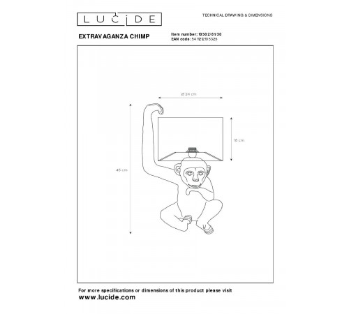 Настольная лампа Lucide Extravaganza Chimp 10502/81/30 Настольная лампа Lucide Extravaganza Chimp 10502/81/30