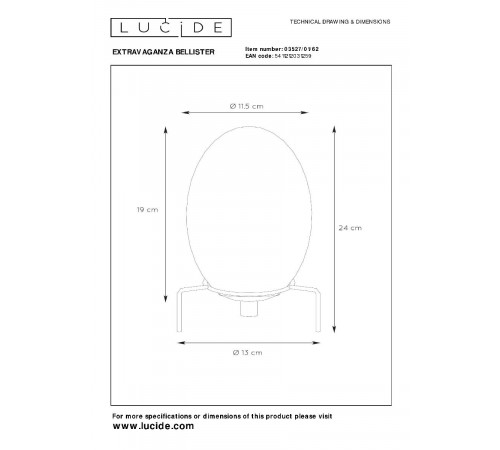 Настольная лампа Lucide Extravaganza Bellister 03527/01/62 Настольная лампа Lucide Extravaganza Bellister 03527/01/62