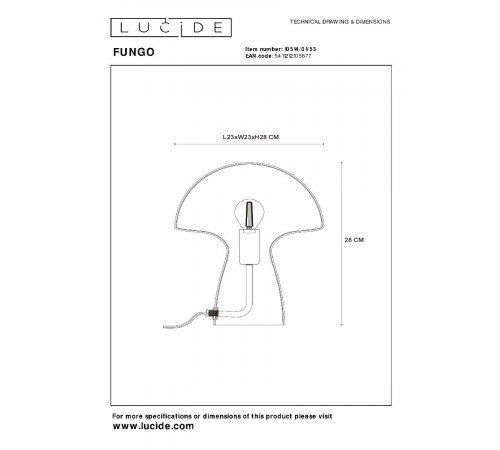 Настольная лампа Lucide Fungo 10514/01/53 Настольная лампа Lucide Fungo 10514/01/53