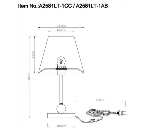 Настольная лампа Arte Lamp ELBA A2581LT-1AB Настольная лампа Arte Lamp ELBA A2581LT-1AB