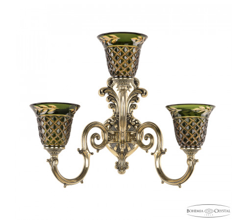 Бра Bohemia Ivele Crystal Verona 7203B14/2+1/175 GB P2 U Amber-Green/H-1J