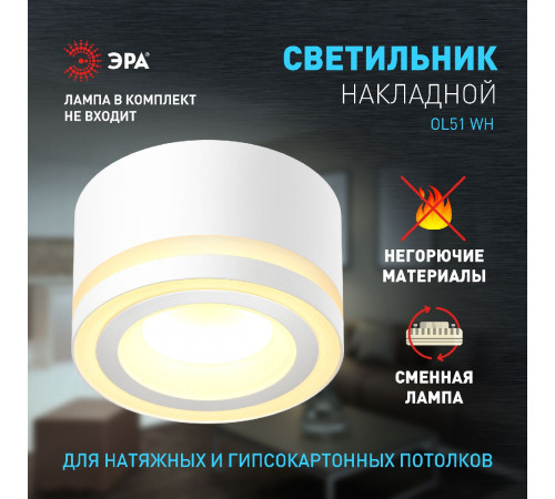Накладной светильник Эра OL51 WH Б0059804 Накладной светильник Эра OL51 WH Б0059804