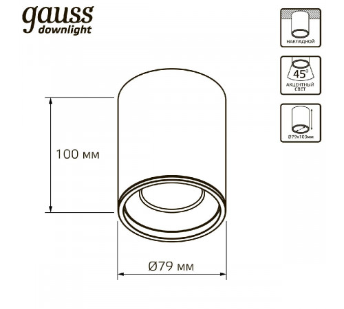 Накладной светильник Gauss HD HD028 Накладной светильник Gauss HD HD028