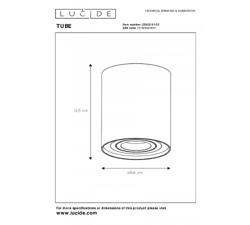 Накладной светильник Lucide Tube 22952/01/02 Накладной светильник Lucide Tube 22952/01/02