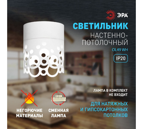 Накладной светильник Эра OL49 WH Б0059801 Накладной светильник Эра OL49 WH Б0059801