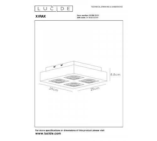 Накладной светильник Lucide Xirax 09119/21/31 Накладной светильник Lucide Xirax 09119/21/31