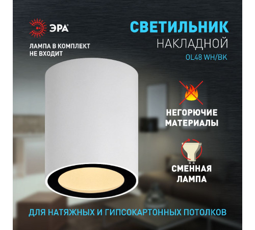 Накладной светильник Эра OL48 WH/BK Б0059799 Накладной светильник Эра OL48 WH/BK Б0059799