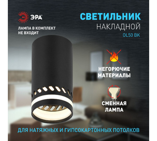 Накладной светильник Эра OL50 BK Б0059803 Накладной светильник Эра OL50 BK Б0059803
