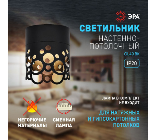 Накладной светильник Эра OL49 BK Б0059800 Накладной светильник Эра OL49 BK Б0059800