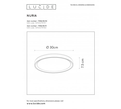 Потолочный светильник Lucide Nuria 79182/18/31 Потолочный светильник Lucide Nuria 79182/18/31