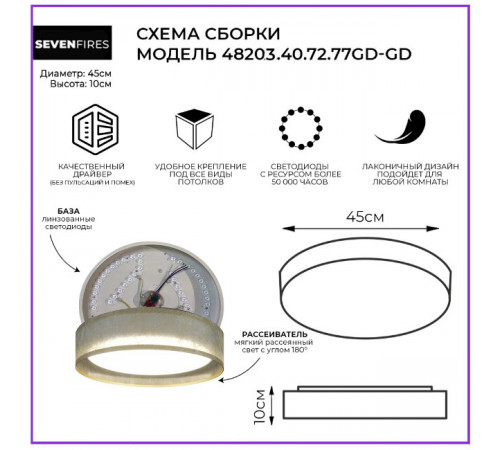 Потолочный светильник Seven Fires Лагом 48203.40.72.77GD-GD