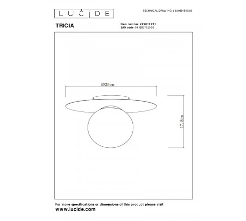 Потолочный светильник Lucide Tricia 79187/01/31 Потолочный светильник Lucide Tricia 79187/01/31