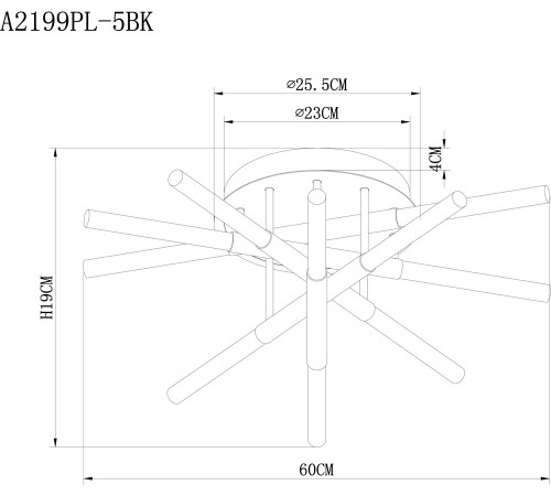 Потолочный светильник Arte Lamp Fernando A2199PL-5BK Потолочный светильник Arte Lamp Fernando A2199PL-5BK