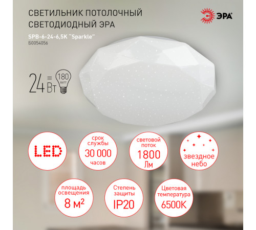 Потолочный светильник Эра SPB-6-24-6,5K Sparkle Б0054056