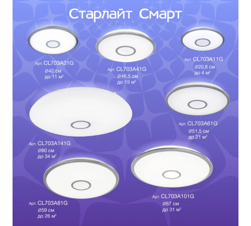 Потолочный светильник Citilux Старлайт Смарт CL703A11G Потолочный светильник Citilux Старлайт Смарт CL703A11G