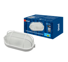 Потолочный светильник Uniel UWL-O02 100W/E27 IP54 WHITE Овал/Решетка