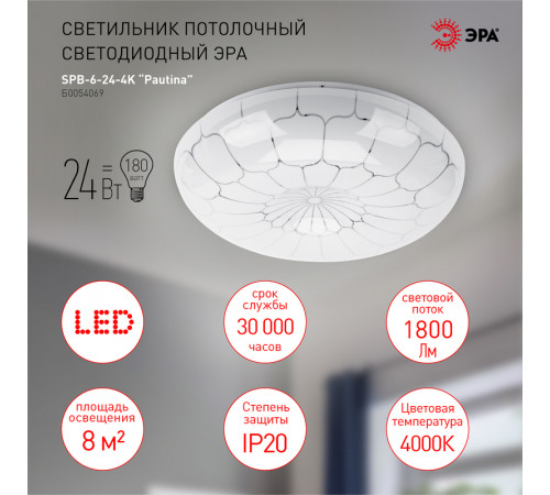 Потолочный светильник Эра SPB-6-24-4K Pautina Б0054069 Потолочный светильник Эра SPB-6-24-4K Pautina Б0054069