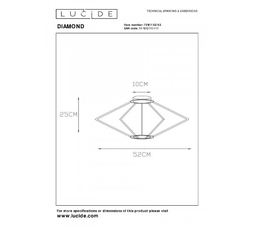 Потолочный светильник Lucide Diamond 73107/52/02 Потолочный светильник Lucide Diamond 73107/52/02