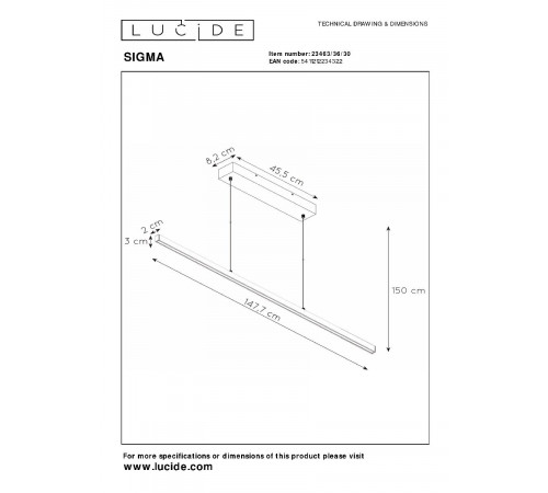 Подвесной светильник Lucide Sigma 23463/36/30