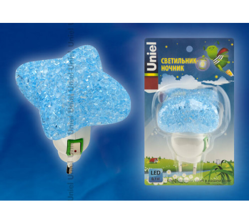Настенный светодиодный светильник (10334) Uniel DTL-309-Звездочка/Blue/1LED/0,1W Настенный светодиодный светильник (10334) Uniel DTL-309-Звездочка/Blue/1LED/0,1W