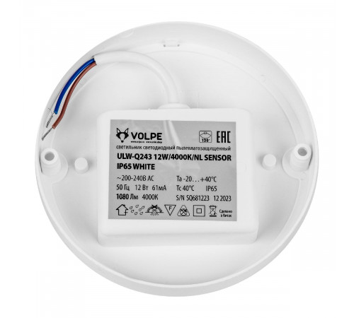 Настенно-потолочный светильник Volpe ULW-Q243 12W/4000К/NL SENSOR IP65 WHITE UL-00011716 Настенно-потолочный светильник Volpe ULW-Q243 12W/4000К/NL SENSOR IP65 WHITE UL-00011716