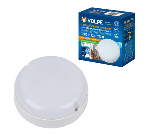 Настенно-потолочный светильник Volpe ULW-Q243 12W/4000К/NL SENSOR IP65 WHITE UL-00011716 Настенно-потолочный светильник Volpe ULW-Q243 12W/4000К/NL SENSOR IP65 WHITE UL-00011716