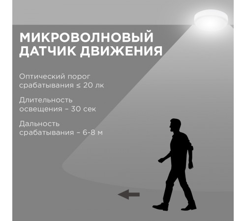 Настенно-потолочный светильник с датчиком движения Apeyron 28-13 Настенно-потолочный светильник с датчиком движения Apeyron 28-13