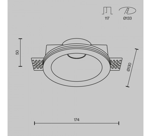 Встраиваемый светильник Maytoni Technical Downlight Gyps Modern DL002-1-01-W-1