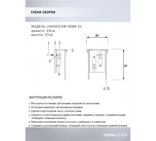 Настенный светильник Lumien Hall Dzhozu LH0063/2W-GDBR-CL