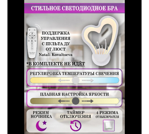 Настенный светильник Natali Kovaltseva Hugo LED LAMPS 81133/1W Настенный светильник Natali Kovaltseva Hugo LED LAMPS 81133/1W
