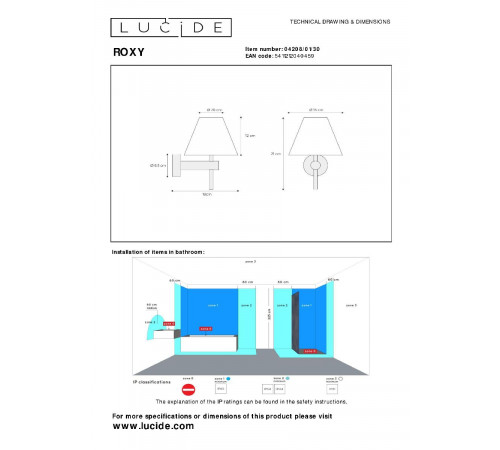 Настенный светильник Lucide Roxy 04208/01/30 Настенный светильник Lucide Roxy 04208/01/30