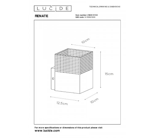 Настенный светильник Lucide Renate 21223/01/02 Настенный светильник Lucide Renate 21223/01/02