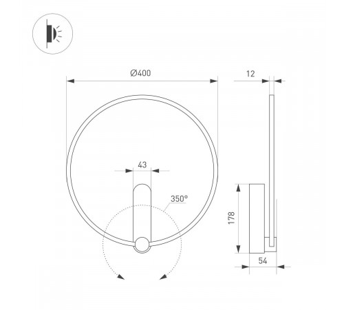 Настенный светильник Arlight SP-Vinci-Ring-R400-13W Warm3000 036506 Настенный светильник Arlight SP-Vinci-Ring-R400-13W Warm3000 036506