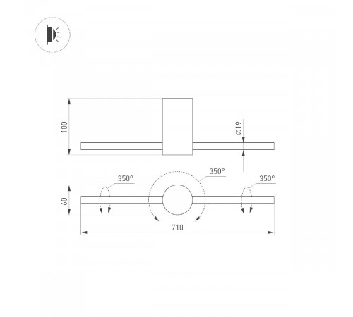 Накладной светильник Arlight SP-PICASO-M-TURN-L700-12W Warm3000 (BK, 100 deg, 230V) 047345 Накладной светильник Arlight SP-PICASO-M-TURN-L700-12W Warm3000 (BK, 100 deg, 230V) 047345