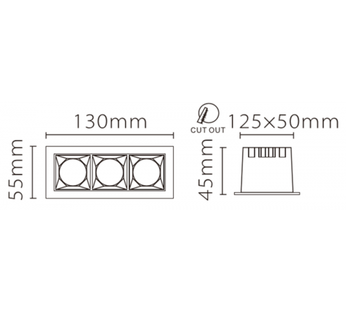 Встраиваемый светильник Fiberli XL003-3T 12130302 Встраиваемый светильник Fiberli XL003-3T 12130302