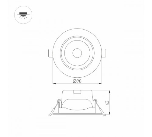 Встраиваемый светильник Arlight LTD-Polar-Turn-R90-7W Warm3000 032310 Встраиваемый светильник Arlight LTD-Polar-Turn-R90-7W Warm3000 032310