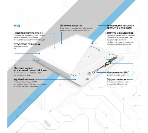 Встраиваемый светодиодный светильник Gauss Mir G1-A0-00070-01G02-2003540