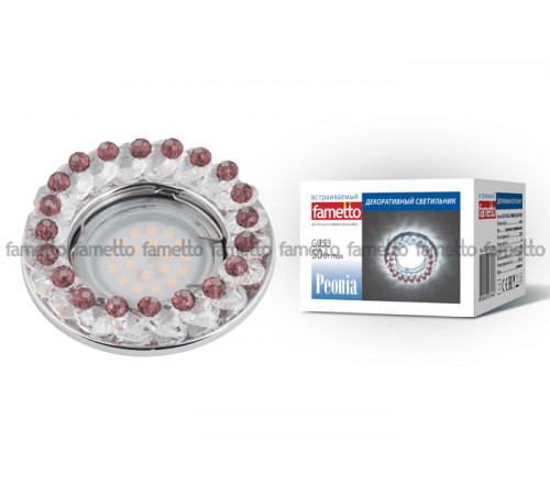 Встраиваемый светильник Fametto Peonia DLS-P115 GU5.3 CHROME/CLEAR+PURPLE Встраиваемый светильник Fametto Peonia DLS-P115 GU5.3 CHROME/CLEAR+PURPLE