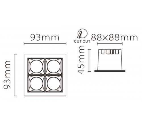 Встраиваемый светильник Fiberli XL003-4T 12130303 Встраиваемый светильник Fiberli XL003-4T 12130303