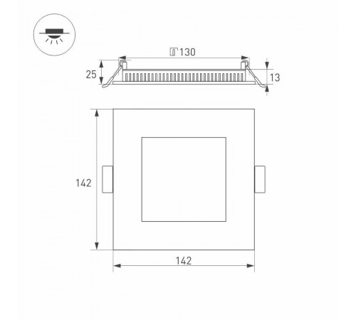 Встраиваемый светодиодный светильник Arlight DL-142x142M-13W Warm White 020130 Встраиваемый светодиодный светильник Arlight DL-142x142M-13W Warm White 020130