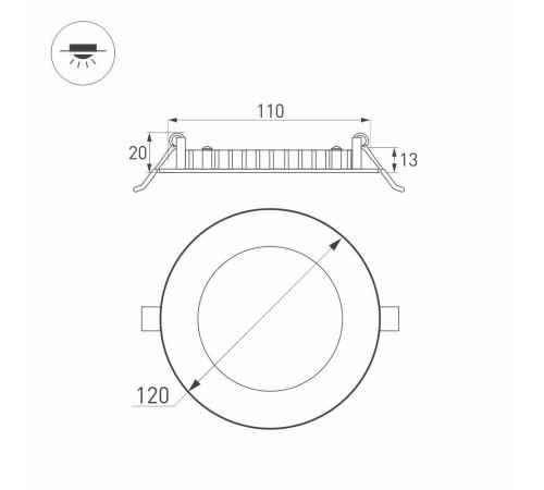 Встраиваемый светодиодный светильник Arlight DL-120M-9W Warm White 020107 Встраиваемый светодиодный светильник Arlight DL-120M-9W Warm White 020107