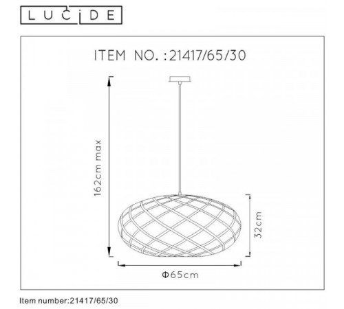 Подвесной светильник Lucide Wolfram 21417/65/30 Подвесной светильник Lucide Wolfram 21417/65/30