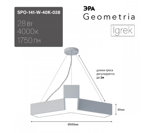 Подвесной светильник Эра Geometria SPO-141-W-40K-028 Б0050566