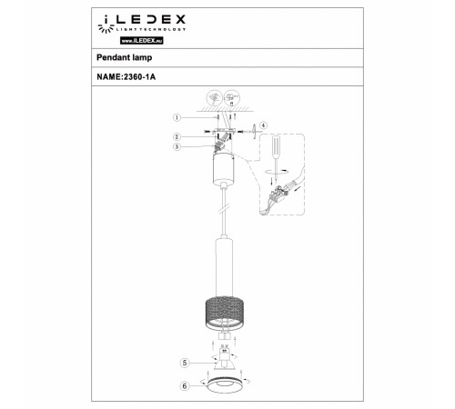 Подвесной светильник iLedex Delta 2362-1 BK+SL Подвесной светильник iLedex Delta 2362-1 BK+SL