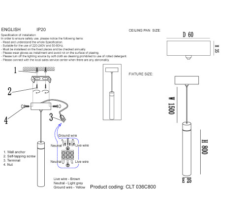 Подвесной светильник Crystal Lux CLT 036C800 GO Подвесной светильник Crystal Lux CLT 036C800 GO