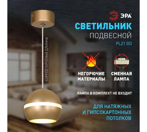 Подвесной светильник Эра PL21 GD Б0058506 Подвесной светильник Эра PL21 GD Б0058506