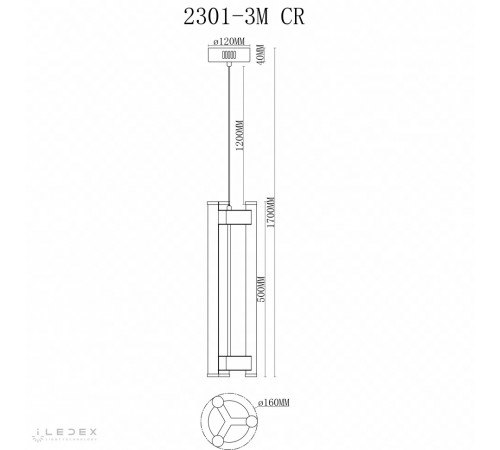 Подвесной светильник iLedex Rocks 2301-3M CR Подвесной светильник iLedex Rocks 2301-3M CR