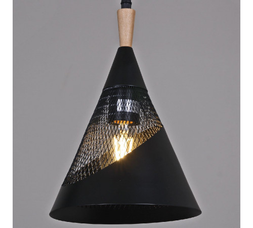 Подвесной светильник Reluce 03250-3.9-01 BK+WOOD Подвесной светильник Reluce 03250-3.9-01 BK+WOOD