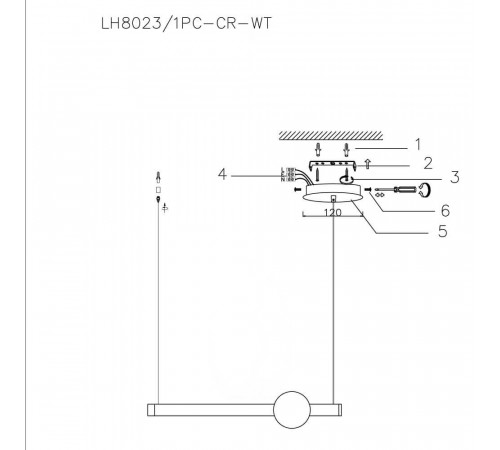 Подвесной светодиодный светильник Lumien Hall Greniya LH8023/1PC-CR-WT Подвесной светодиодный светильник Lumien Hall Greniya LH8023/1PC-CR-WT