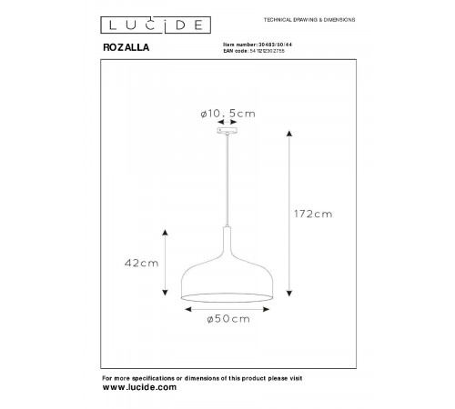 Подвесной светильник Lucide Rozalla 30483/50/44 Подвесной светильник Lucide Rozalla 30483/50/44